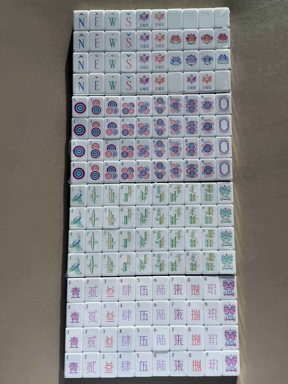 Mahjong Tile Set with Multicolor Floral and Letter Accents - Picture 6 of 8